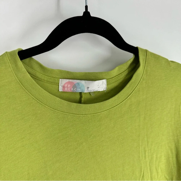 Free People Beach Avocado Green Shapless Sharkbite Hem Dress - Picture 2 of 5